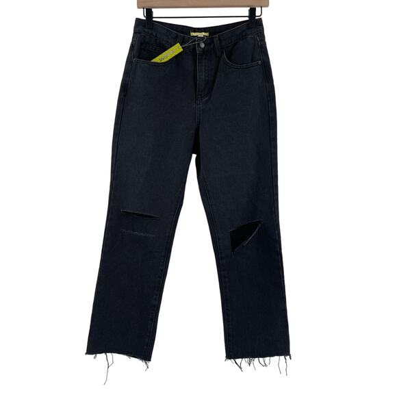 GIANNI BINI Jeans Denim Size 27 Stella Raw Hem Gray Black 100% Cotton Crop NWT - Picture 2 of 16